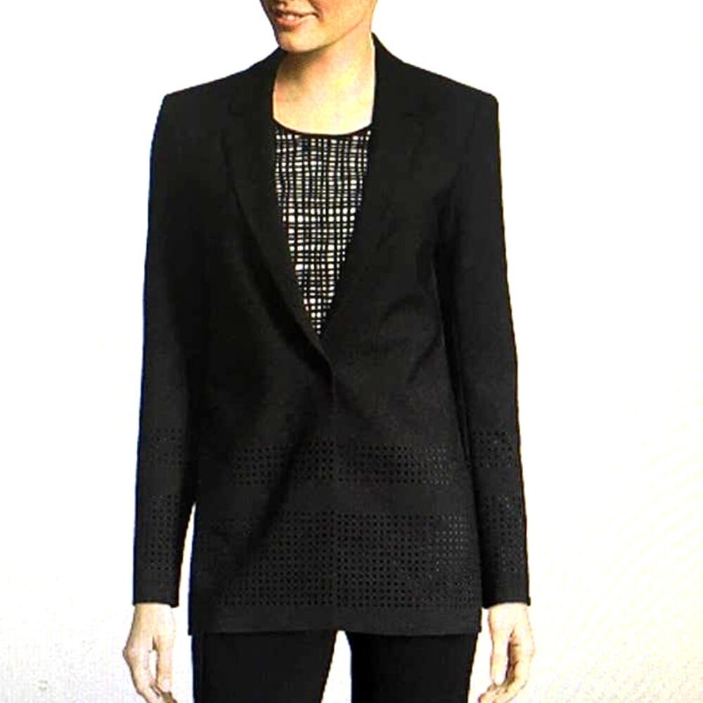 Elizabeth and James Black Laser Cut Detail Blazer Jacket Womens Size 0